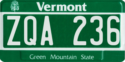 VT license plate ZQA236
