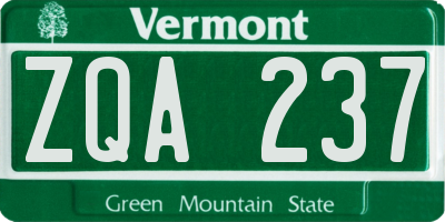 VT license plate ZQA237
