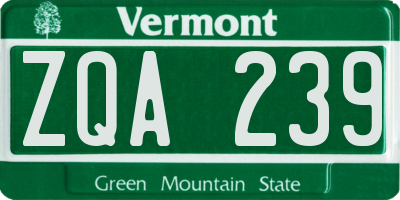 VT license plate ZQA239