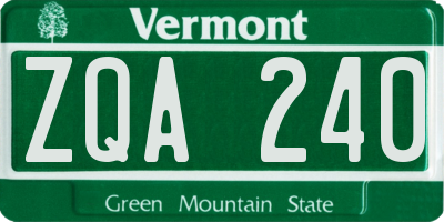 VT license plate ZQA240