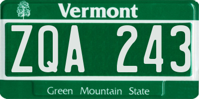 VT license plate ZQA243