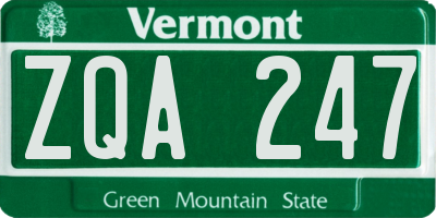 VT license plate ZQA247