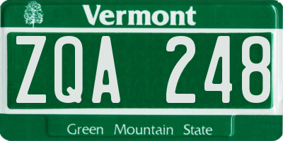 VT license plate ZQA248