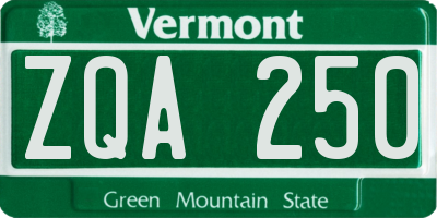 VT license plate ZQA250