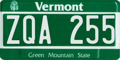 VT license plate ZQA255