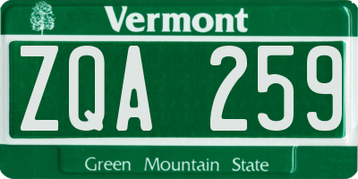 VT license plate ZQA259