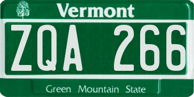VT license plate ZQA266