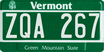 VT license plate ZQA267