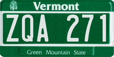 VT license plate ZQA271