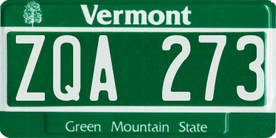 VT license plate ZQA273