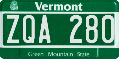 VT license plate ZQA280