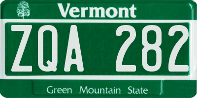 VT license plate ZQA282