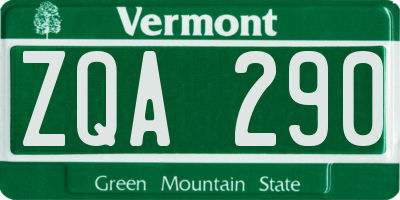 VT license plate ZQA290