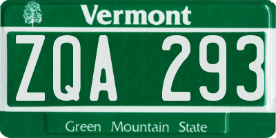 VT license plate ZQA293