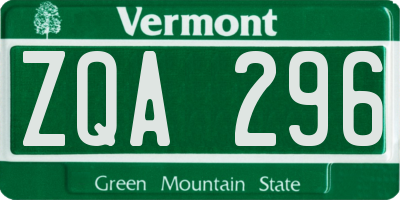 VT license plate ZQA296