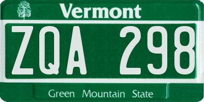 VT license plate ZQA298