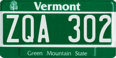 VT license plate ZQA302