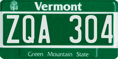 VT license plate ZQA304