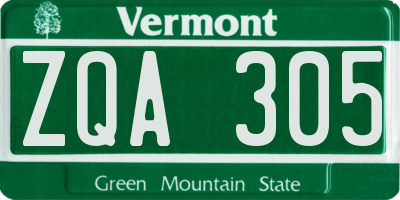 VT license plate ZQA305