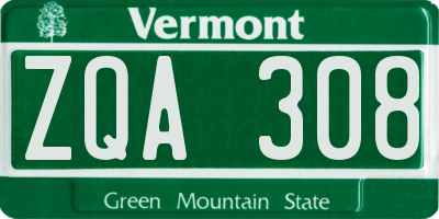 VT license plate ZQA308