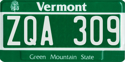 VT license plate ZQA309