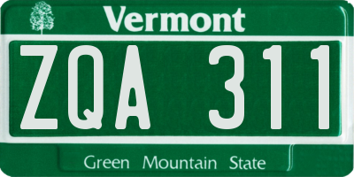 VT license plate ZQA311
