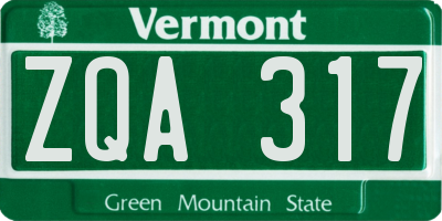 VT license plate ZQA317