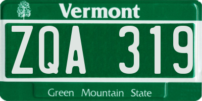 VT license plate ZQA319