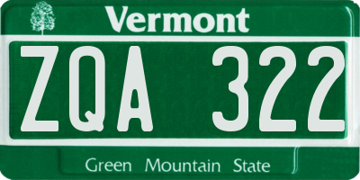 VT license plate ZQA322