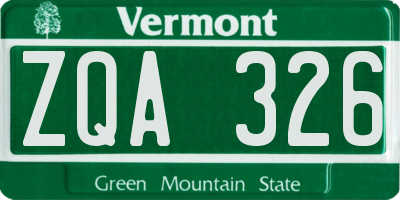 VT license plate ZQA326