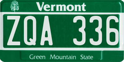 VT license plate ZQA336