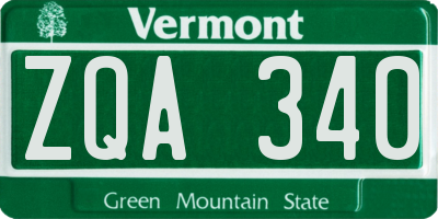 VT license plate ZQA340