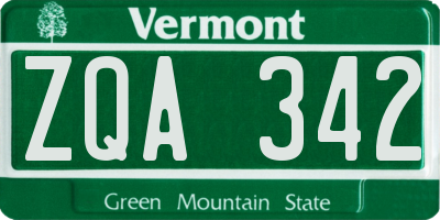 VT license plate ZQA342