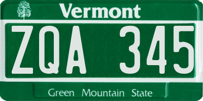VT license plate ZQA345