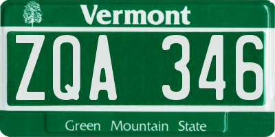 VT license plate ZQA346