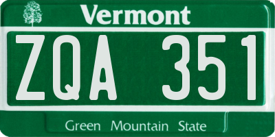 VT license plate ZQA351