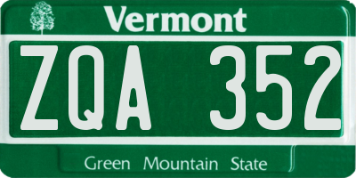 VT license plate ZQA352