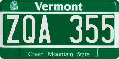 VT license plate ZQA355