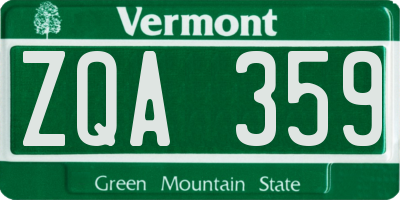 VT license plate ZQA359