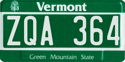 VT license plate ZQA364