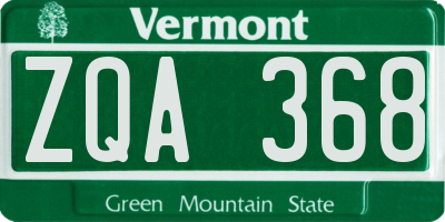 VT license plate ZQA368