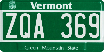 VT license plate ZQA369
