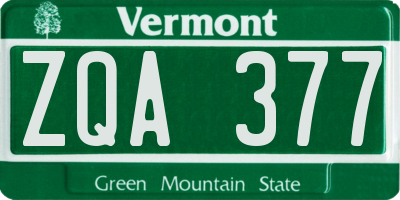VT license plate ZQA377