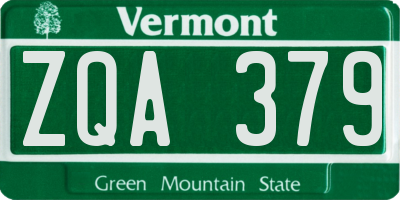 VT license plate ZQA379