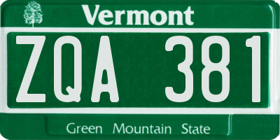 VT license plate ZQA381