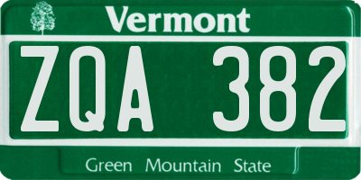 VT license plate ZQA382