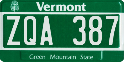 VT license plate ZQA387