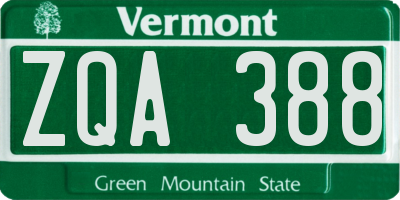 VT license plate ZQA388