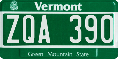 VT license plate ZQA390