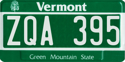 VT license plate ZQA395